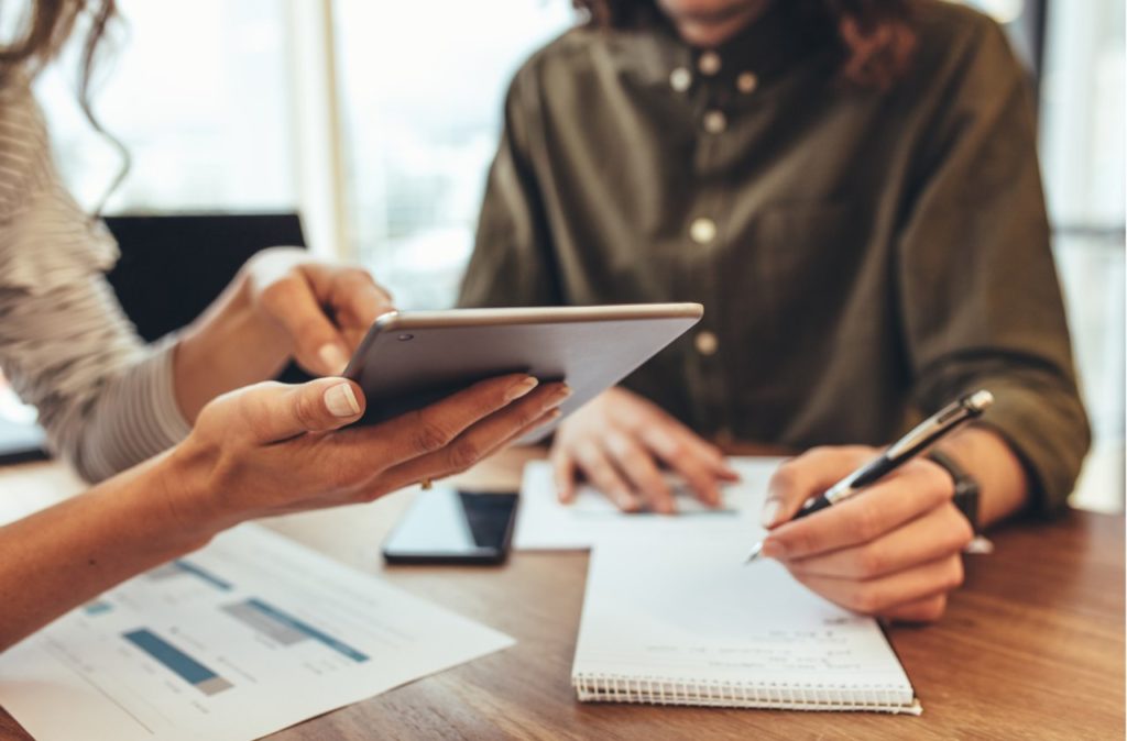 Colleagues working on business together