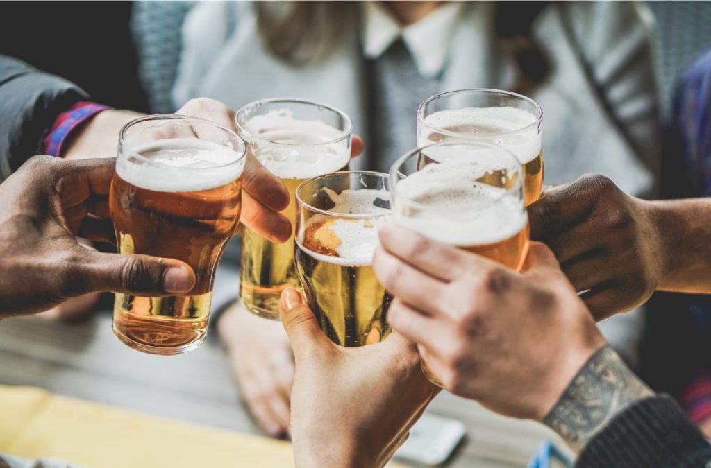 Group of friends enjoying a beer